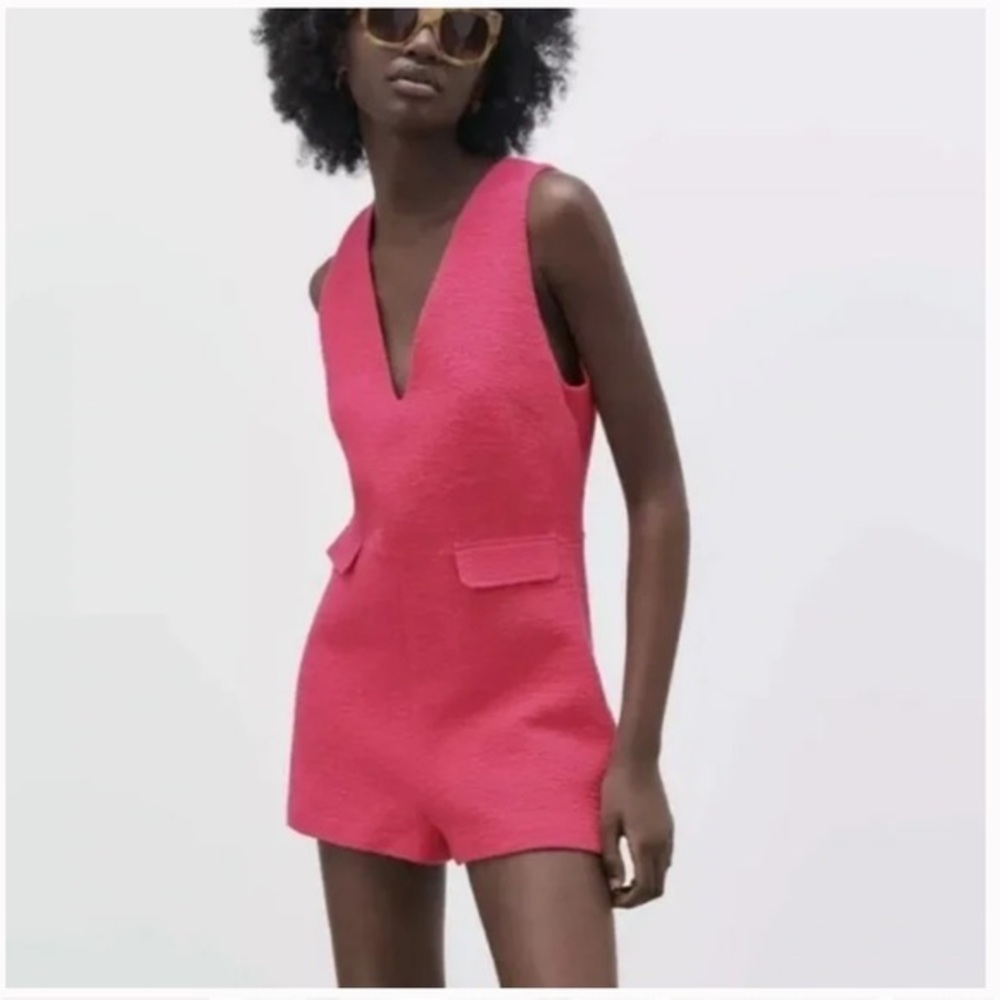 ZARA TEXTURED WEAVE JUMPSUIT Size XS NWT